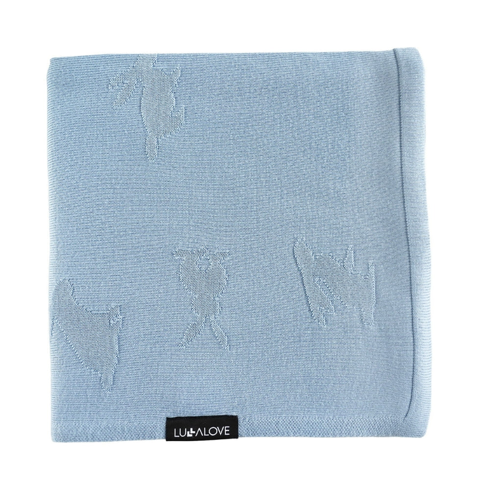 Lullalove Lekki kocyk bambusowy dla dzieci króliczki - baby blue