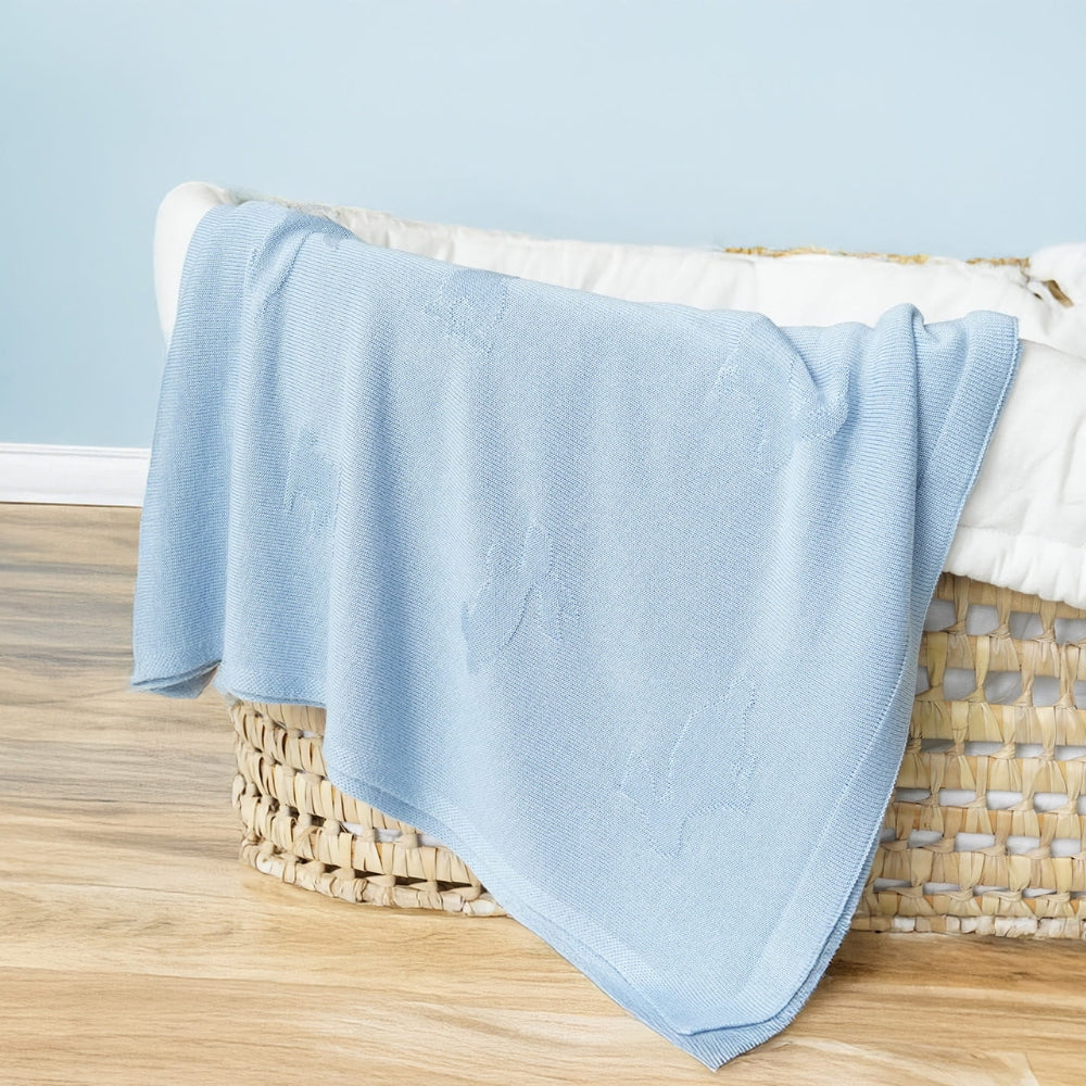 Lullalove Lekki kocyk bambusowy dla dzieci króliczki - baby blue