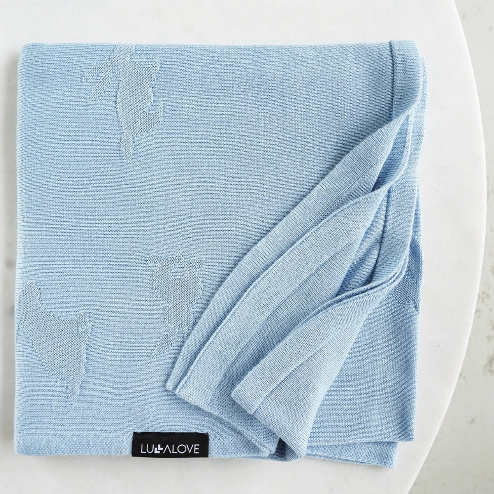 Lullalove Lekki kocyk bambusowy dla dzieci króliczki - baby blue