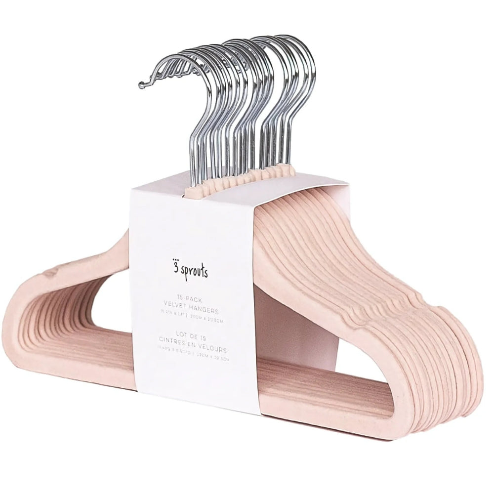 3 Sprouts Wieszaki dziecięce na ubrania welurowe Cream 15 szt