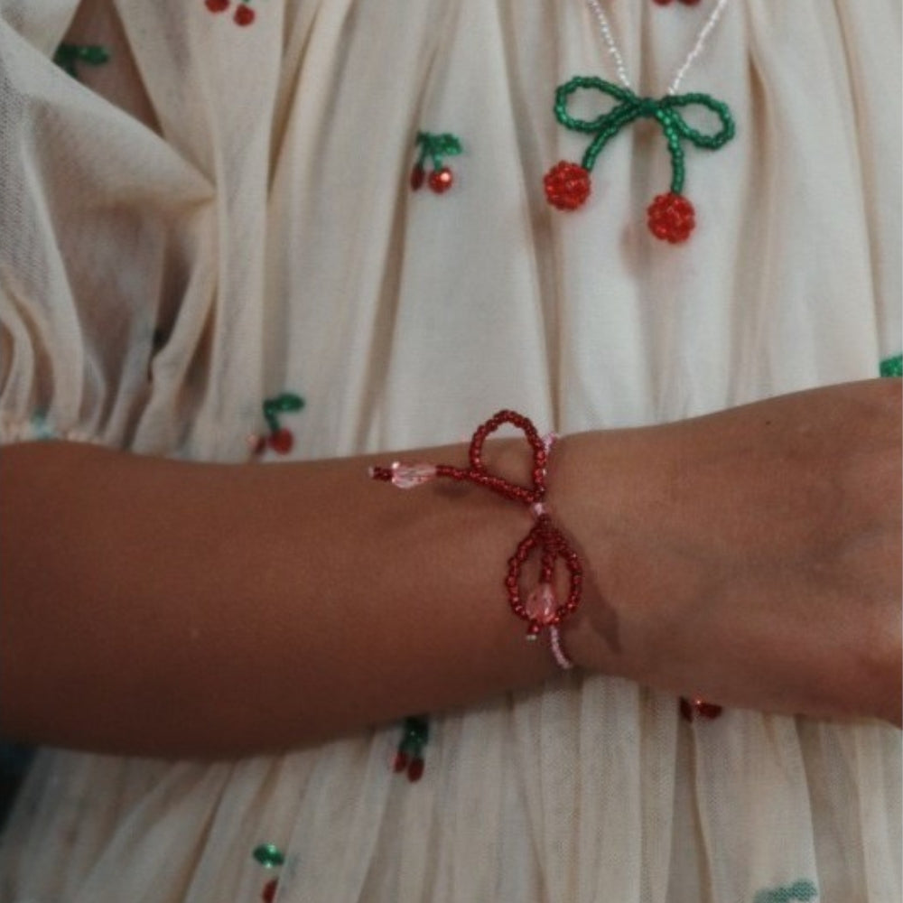 Konges Slojd Zestaw biżuterii dziecięcej łańcuszek i bransoletka Pearly cherry