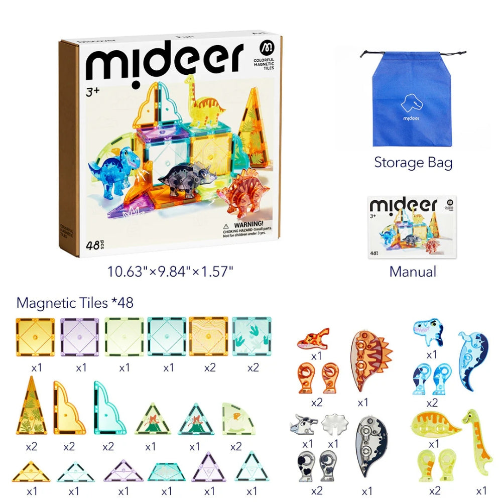 Mideer Klocki magnetyczne – Dinozaury 48 elementów