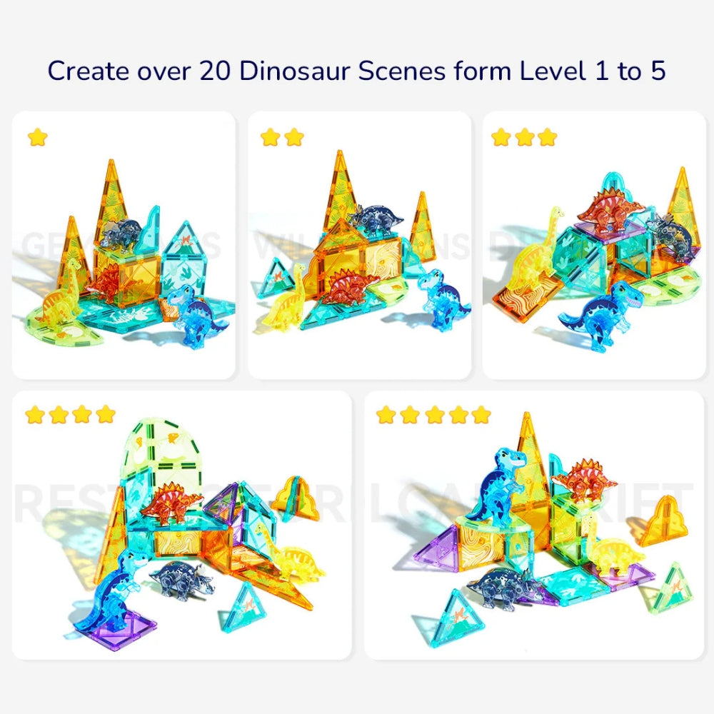 Mideer Klocki magnetyczne – Dinozaury 48 elementów