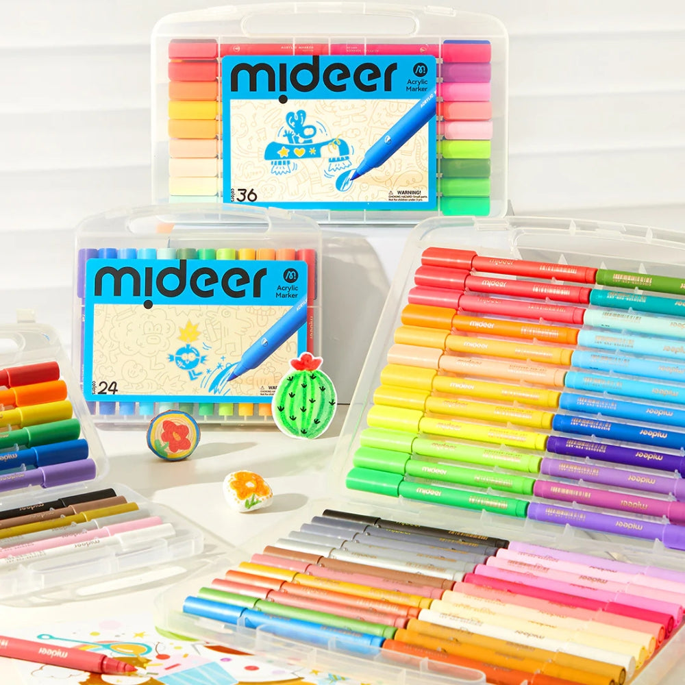 Mideer Markery akrylowe z pędzelkową końcówką w walizce 48 kolorów