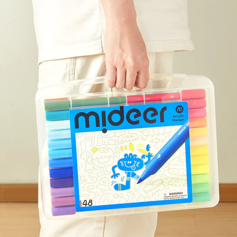 Mideer Markery akrylowe z pędzelkową końcówką w walizce 48 kolorów