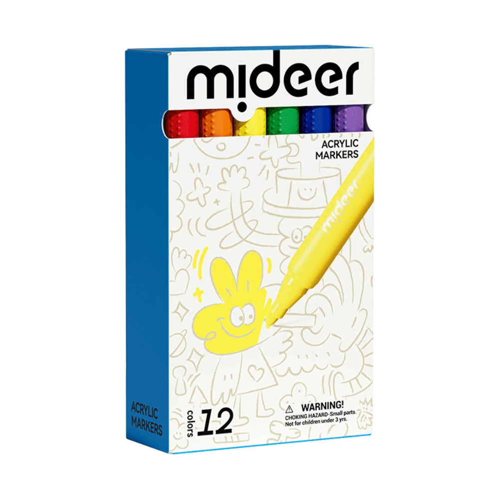 Mideer Markery akrylowe z okrągłą końcówką 12 kolorów
