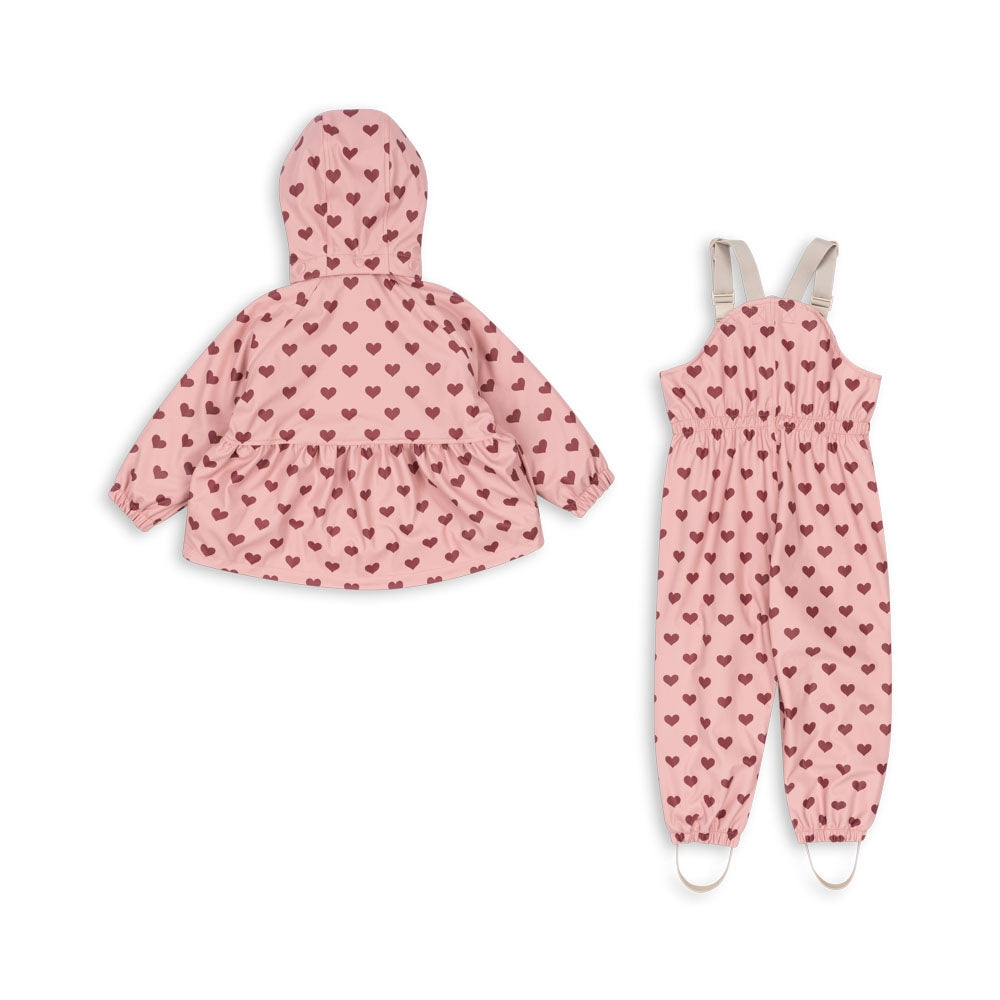 Konges Slojd Kurtka i spodnie przeciwdeszczowe dla dziewczynki Rainy Palme Set Amour Pink