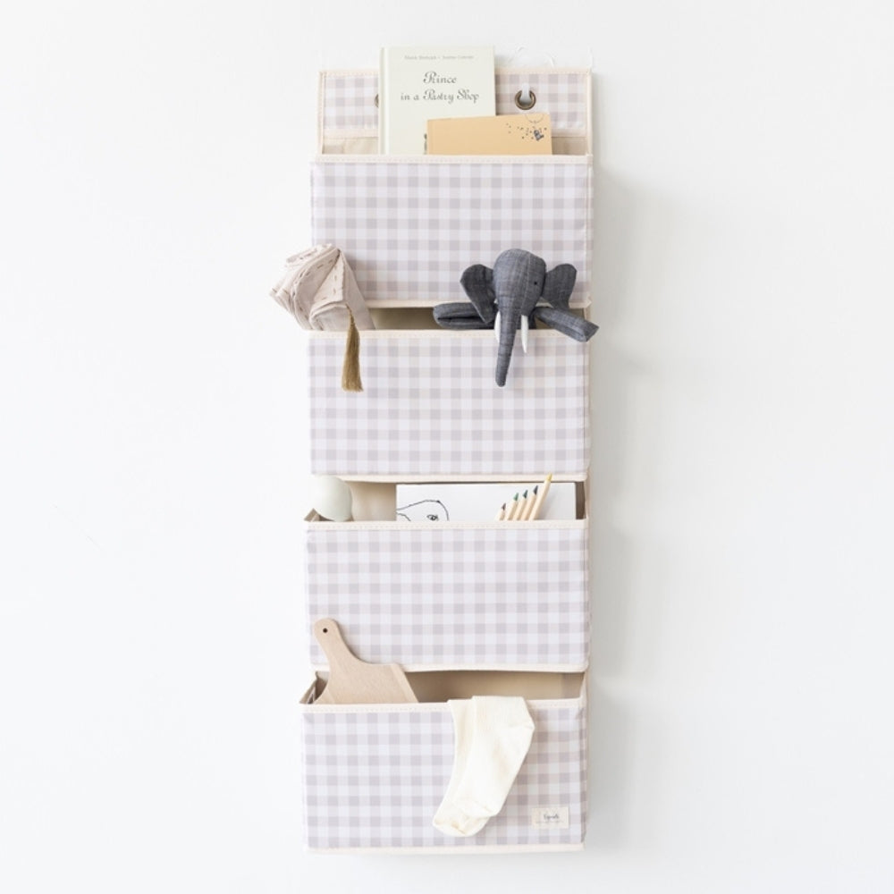 3 Sprouts Organizer na drzwi Wiszący Wiszący Gingham Beige