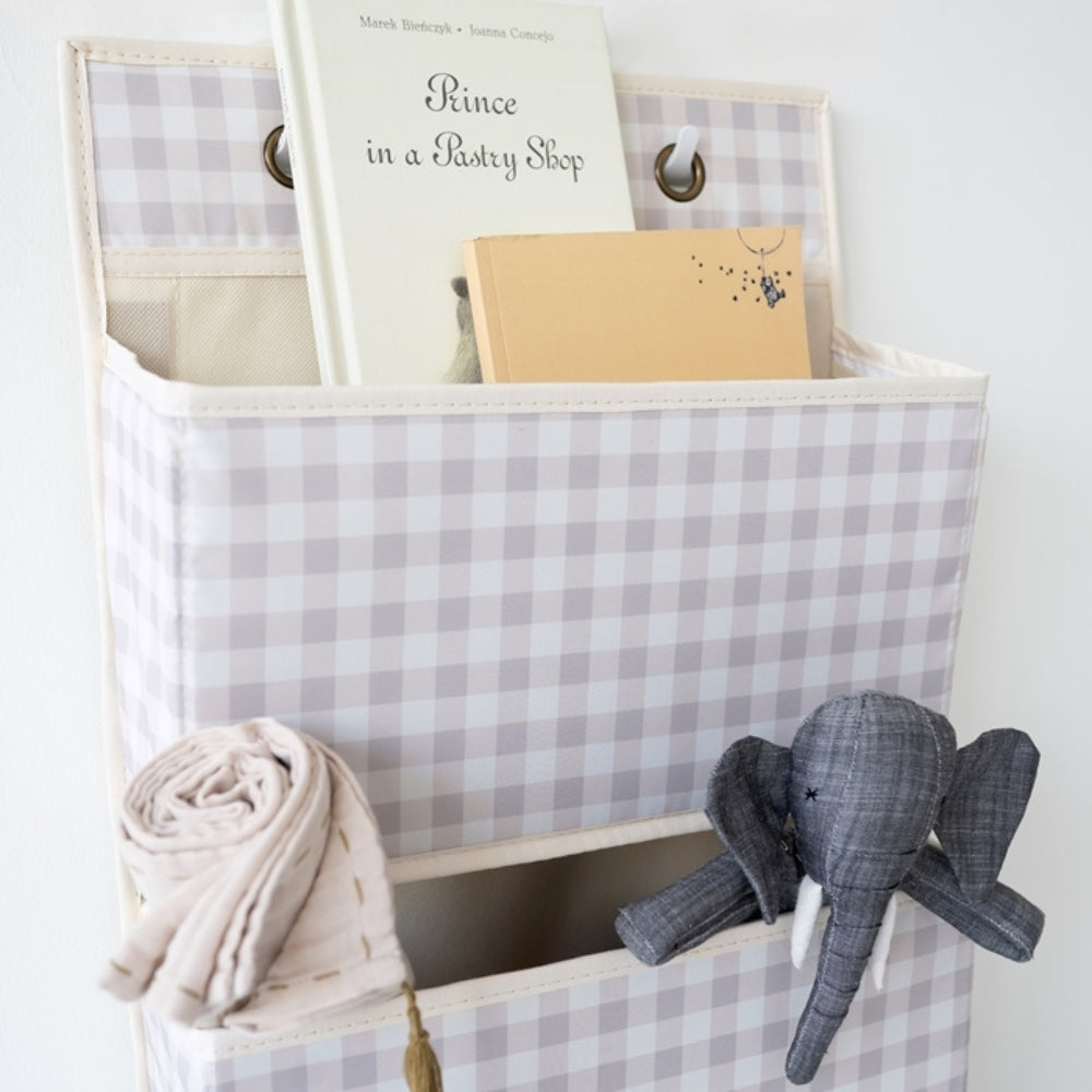 3 Sprouts Organizer na drzwi Wiszący Wiszący Gingham Beige