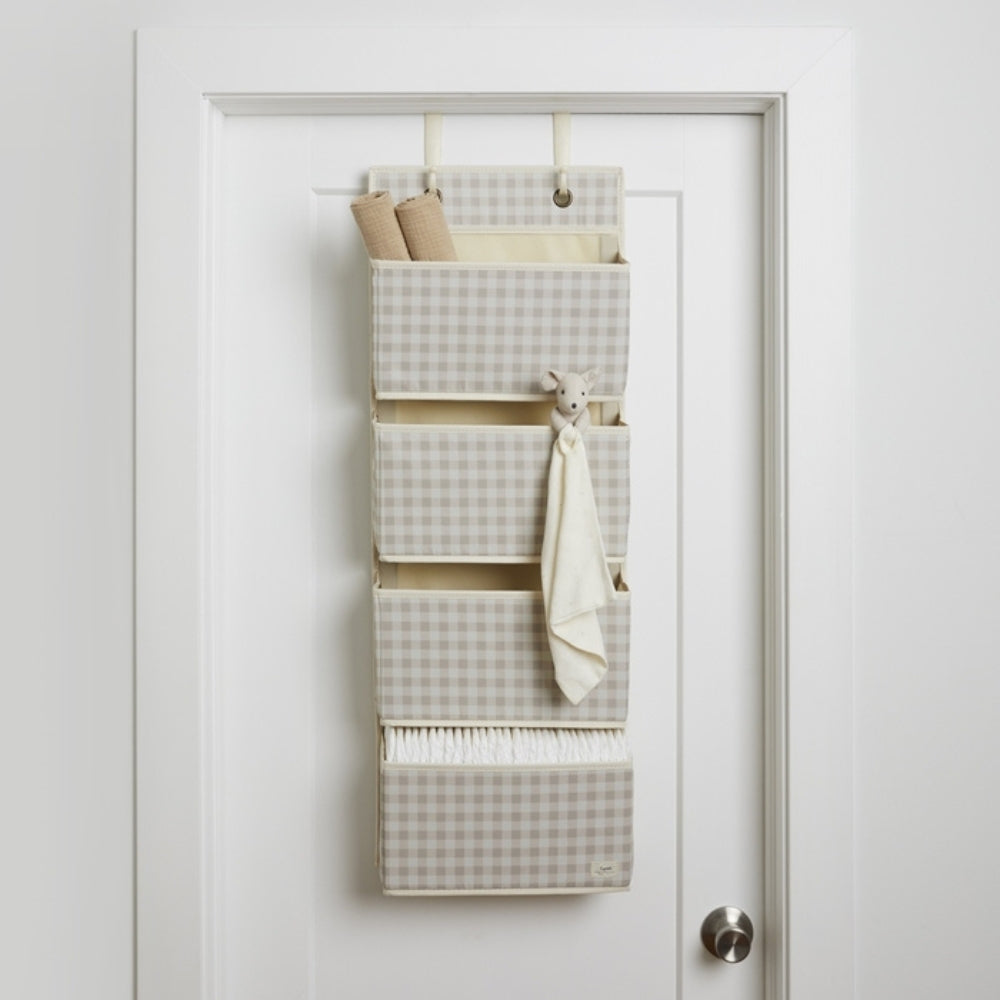3 Sprouts Organizer na drzwi Wiszący Wiszący Gingham Beige