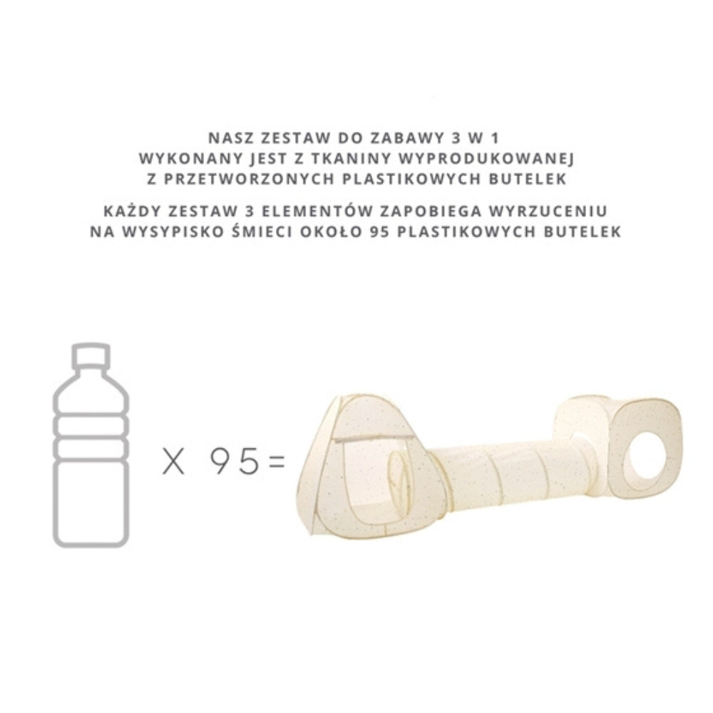3 Sprouts Zestaw Namiotów dla Dzieci z Tunelem 3w1 Gingham Beige