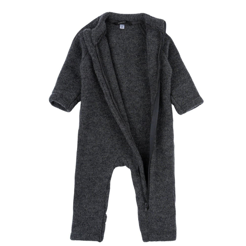 Mikk line kombinezon niemowlęcy z wełny merino Anthracite Melange