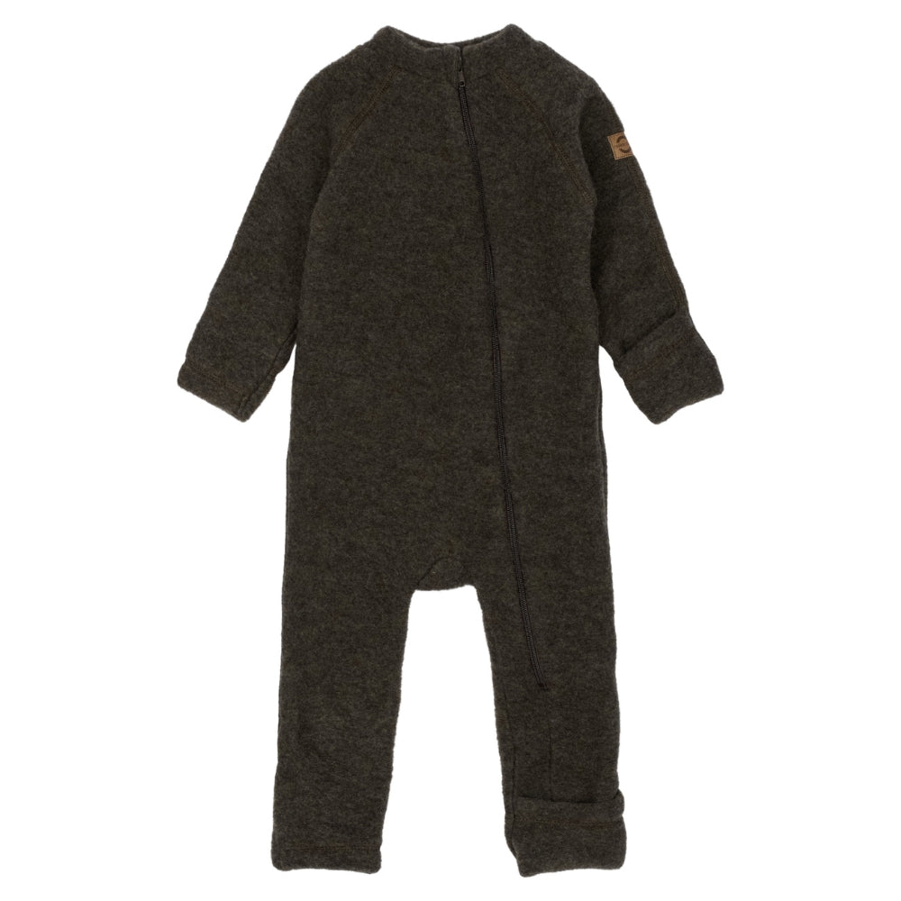 Mikk line kombinezon niemowlęcy z wełny merino Dark Brown Melange