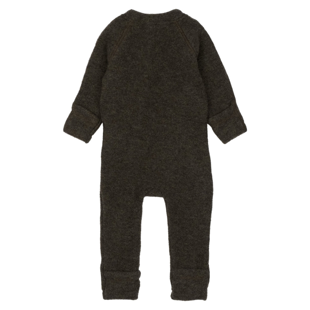 Mikk line kombinezon niemowlęcy z wełny merino Dark Brown Melange