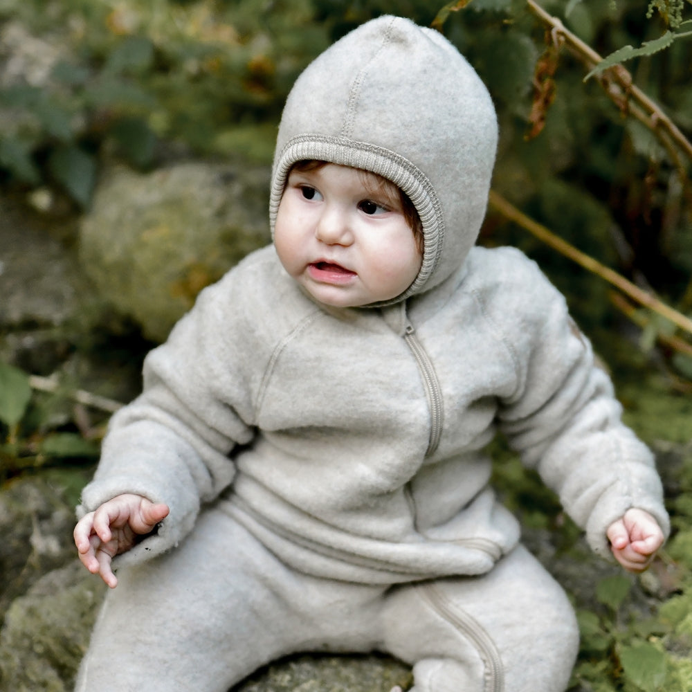 Mikk line kombinezon niemowlęcy z wełny merino Melange Offwhite