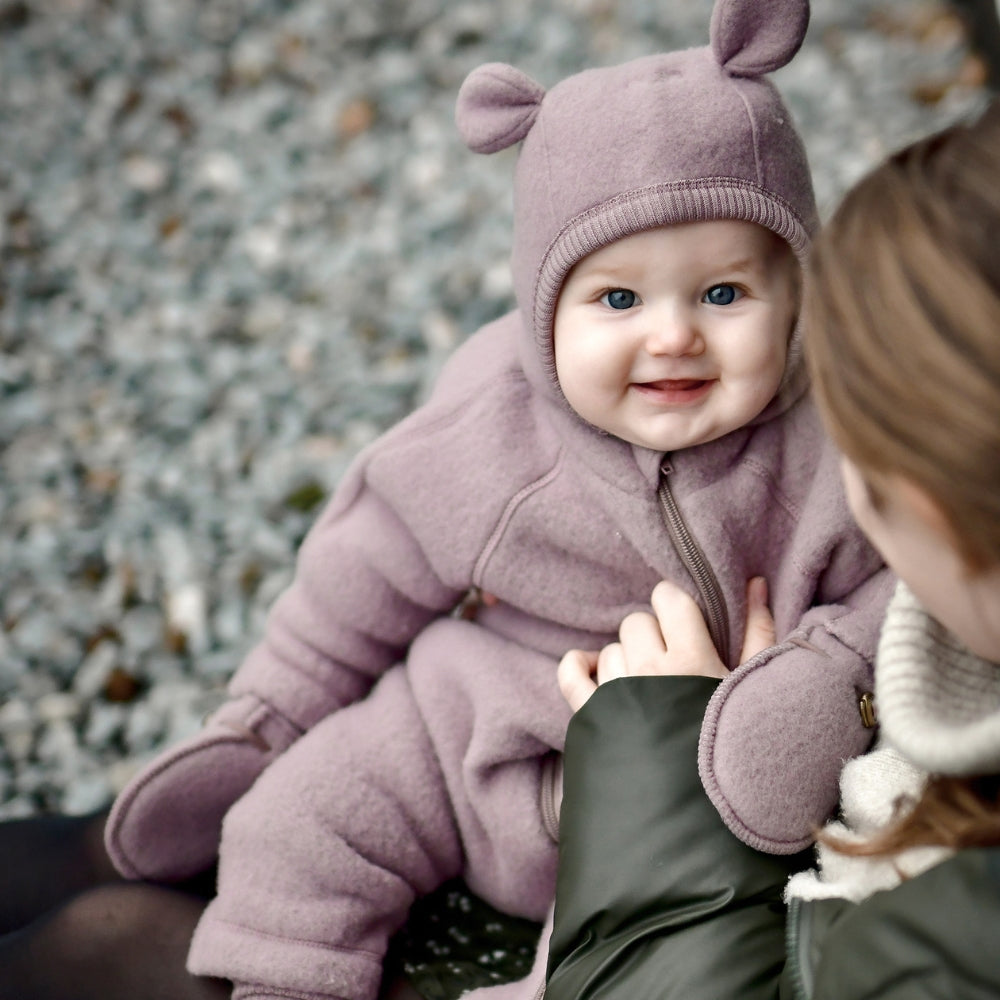 Mikk line kombinezon niemowlęcy z wełny merino Twilight Mauve