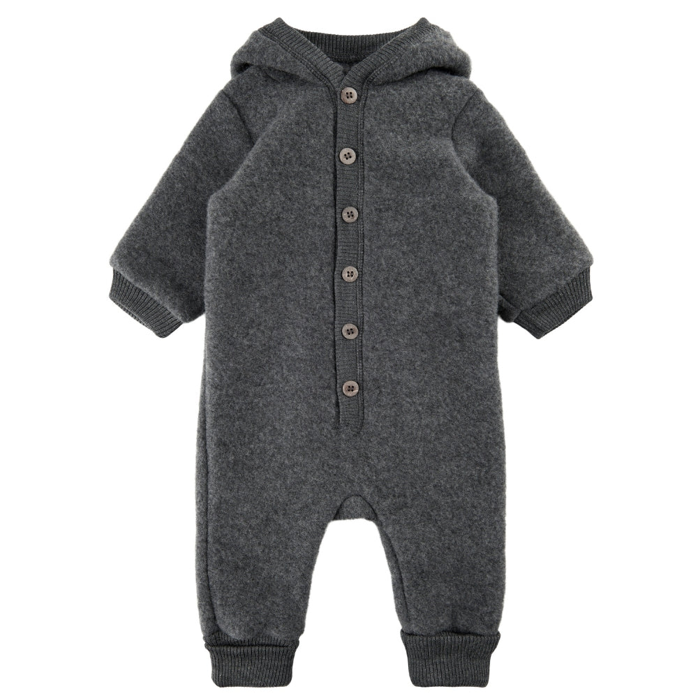 Mikk line kombinezon niemowlęcy z kapturkiem z wełny merino Anthracite Melange