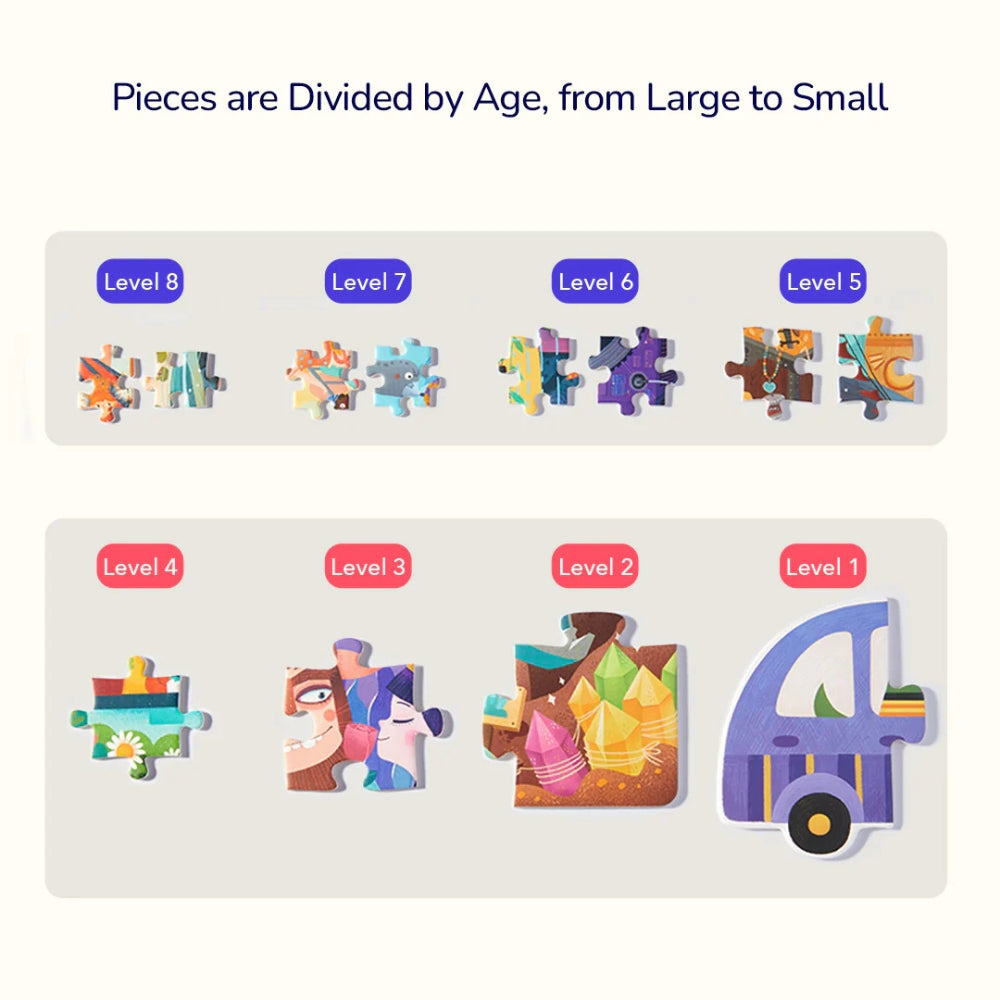 Mideer Zestaw dziecięcych puzzli dla początkujących LEVEL UP! - Animal Transportation