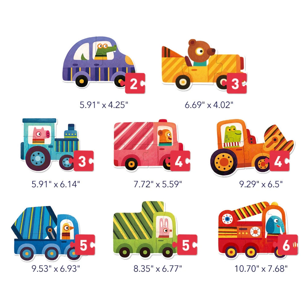 Mideer Zestaw dziecięcych puzzli dla początkujących LEVEL UP! - Animal Transportation