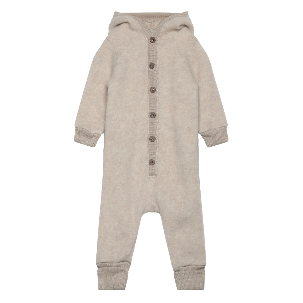 Mikk line kombinezon niemowlęcy z kapturkiem z wełny merino Melange Offwhite