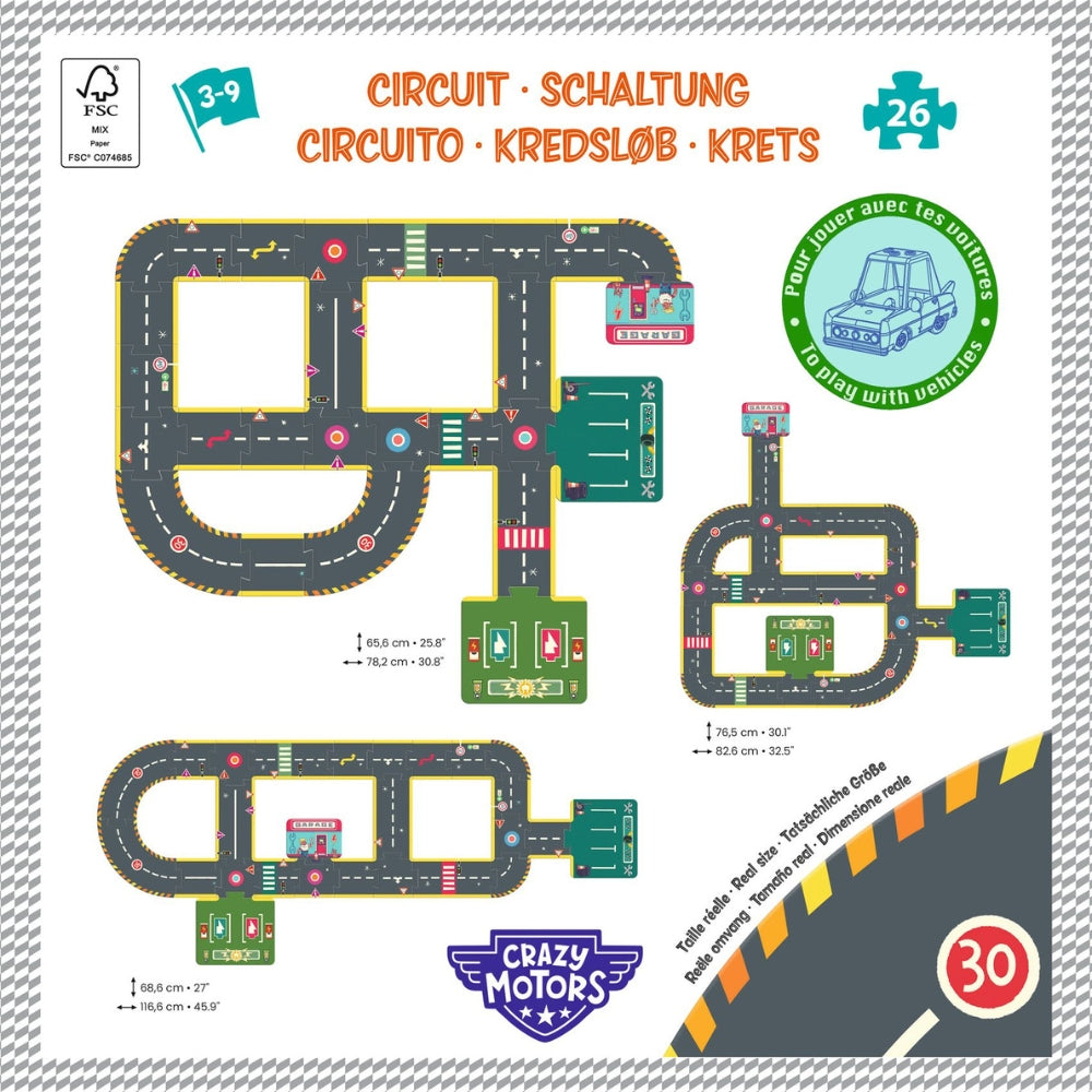 Djeco Puzzle dla dzieci Ulice Crazy Motors