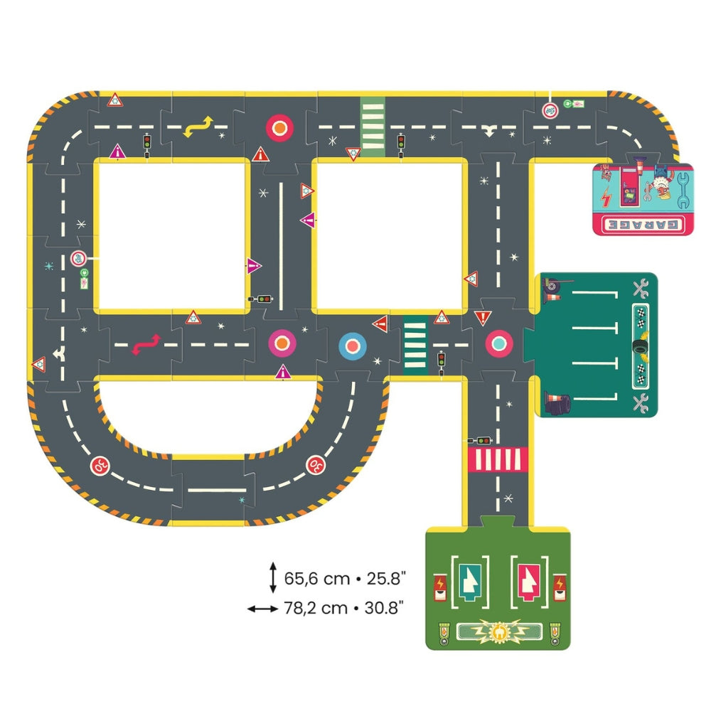 Djeco Puzzle dla dzieci Ulice Crazy Motors