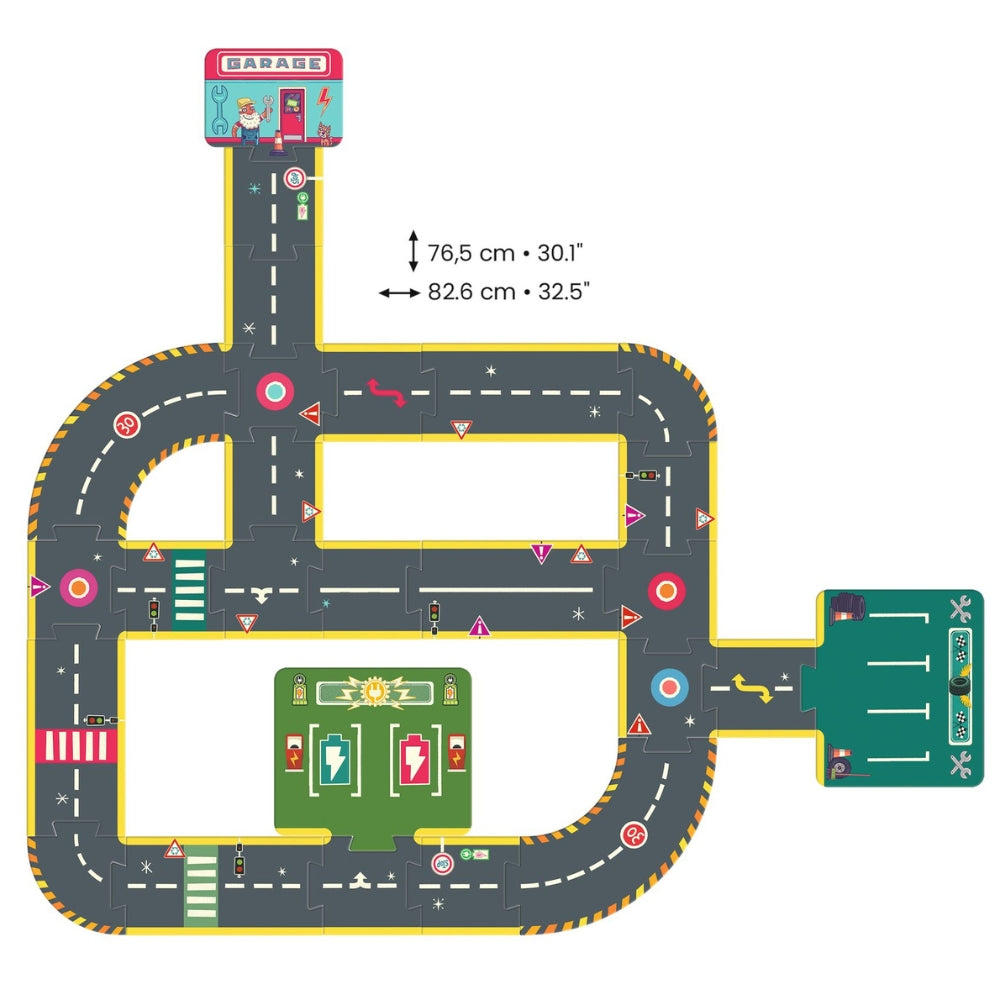 Djeco Puzzle dla dzieci Ulice Crazy Motors