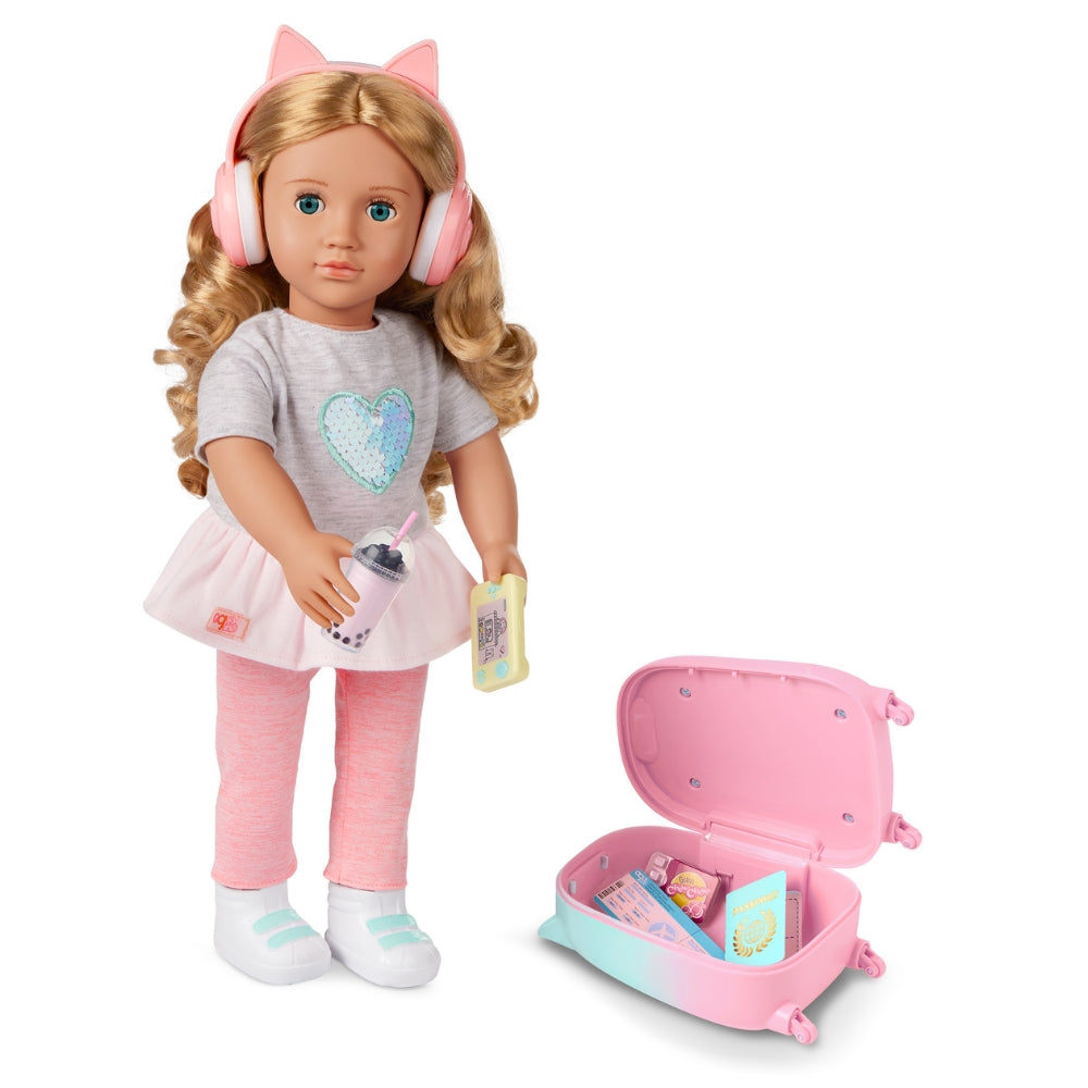Our Generation Lalka dla dzieci Linzi z walizką i akcesoriami podróżnymi 46cm