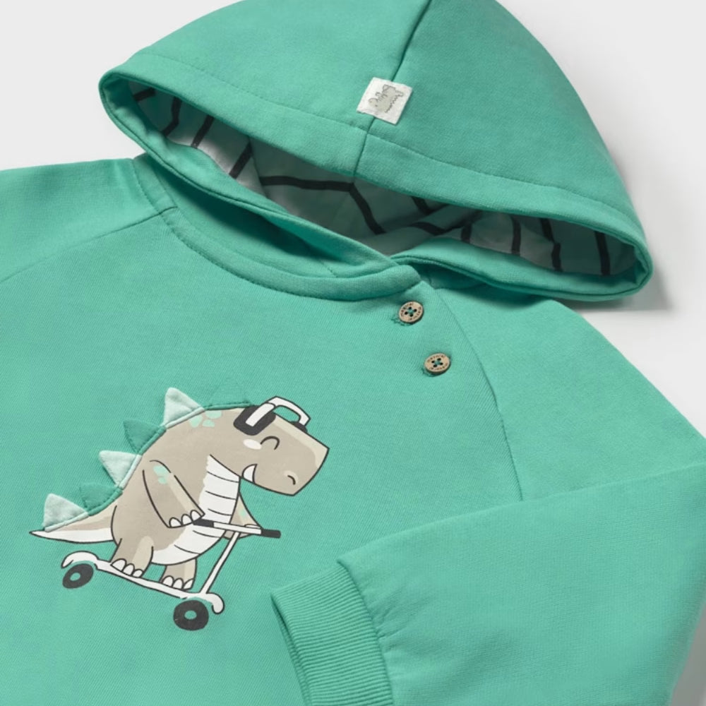 Bluza niemowlęca Mayoral z dinozaurem w kolorze lazurowym 12M