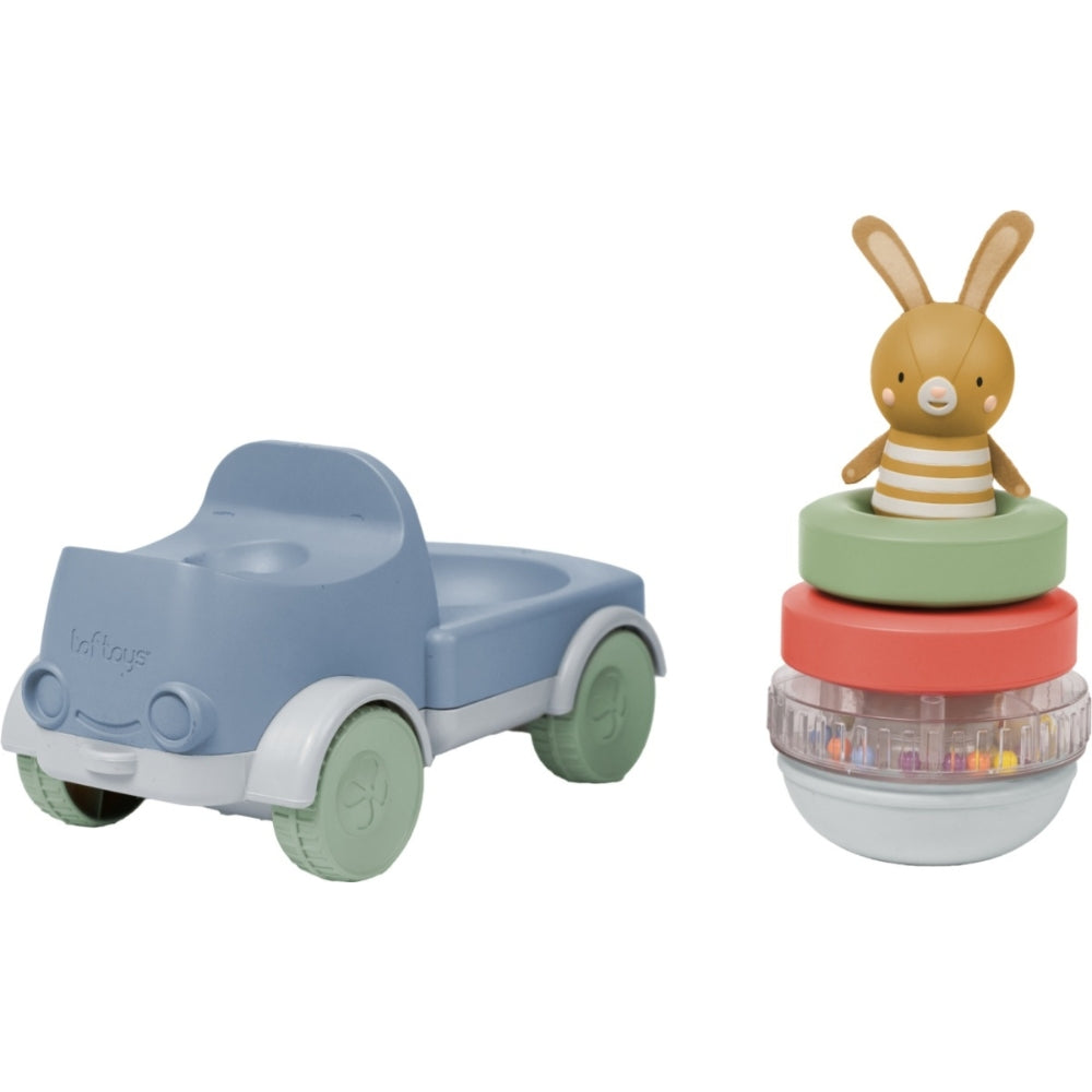 Taf Toys Kolorowe autko dla niemowlaka ciężarówka z króliczkiem 2w1