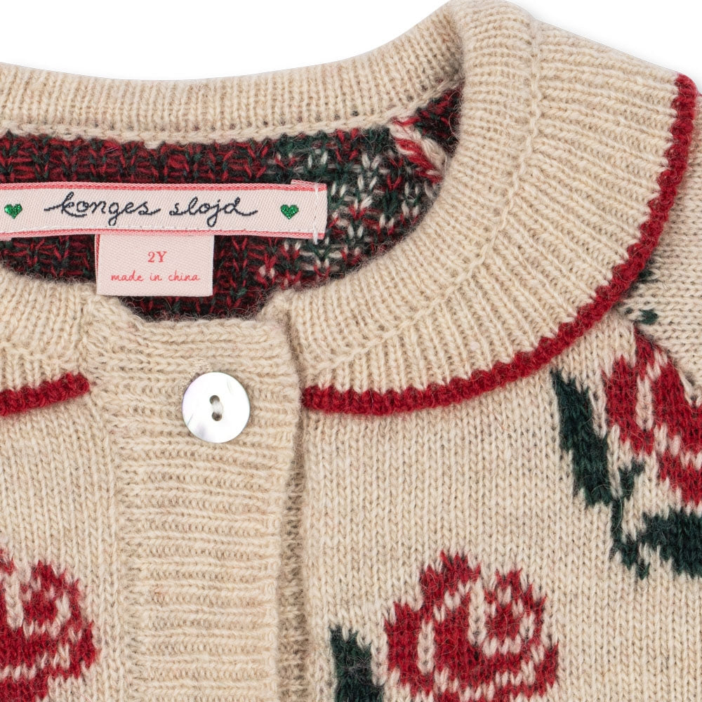 Konges Slojd Sweterek dziecięcy wełniany z kołnierzykiem Belou Knit Rose