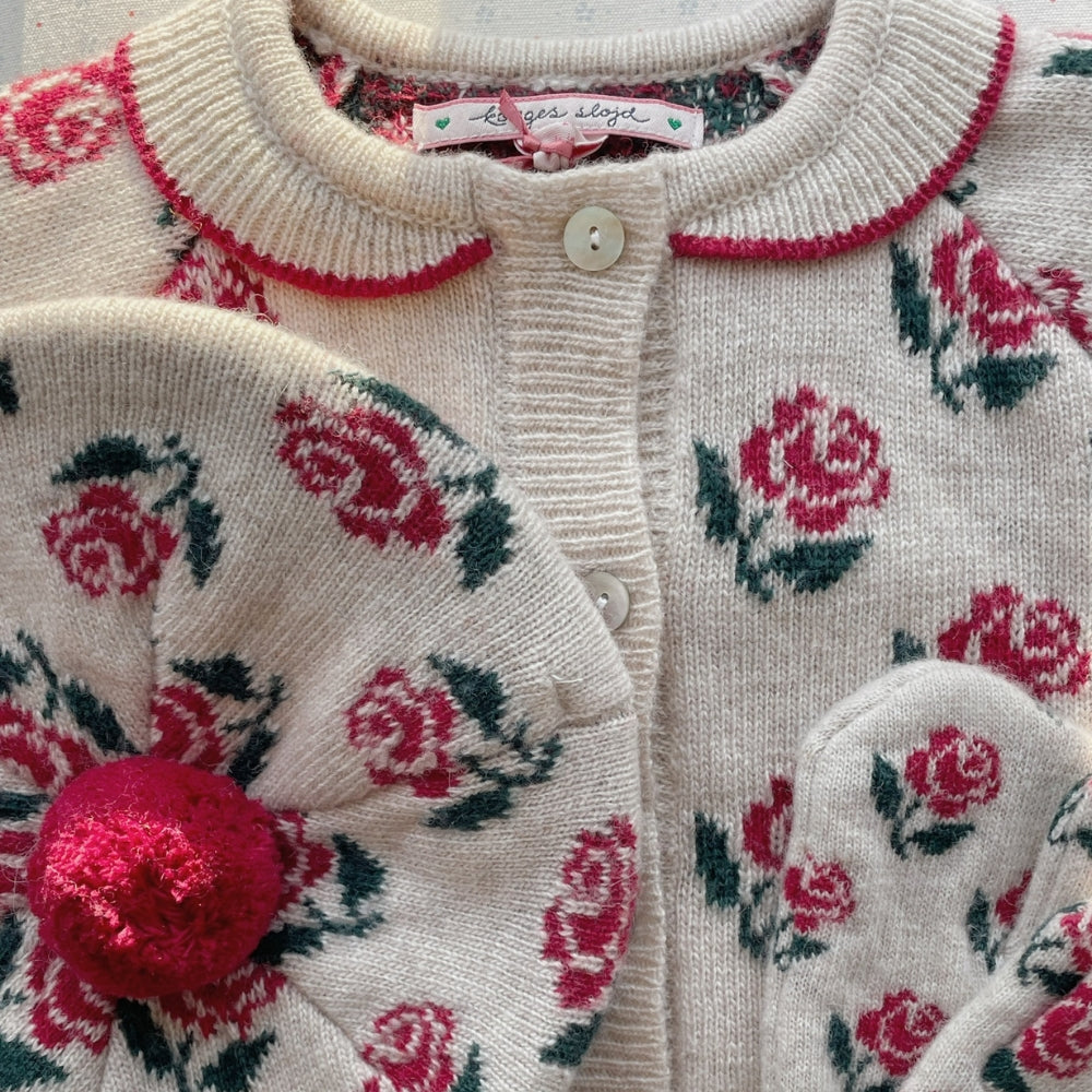 Konges Slojd Sweterek dziecięcy wełniany z kołnierzykiem Belou Knit Rose