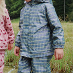 Konges Slojd Kurtka i spodnie przeciwdeszczowe dla dzieci Rainy Palme Set Laurel Blue Check