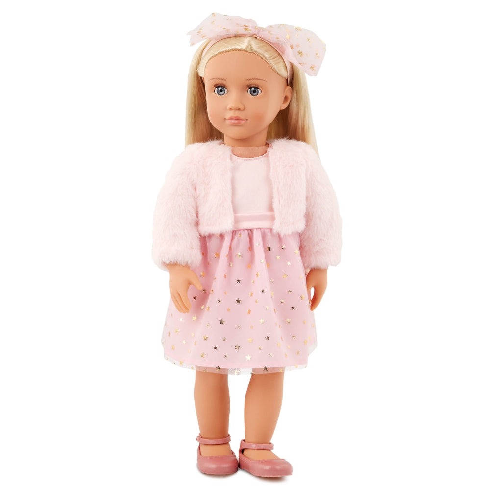OurGeneration Lalka Miranda blondynka w jasnoróżowej stylizacji 46cm