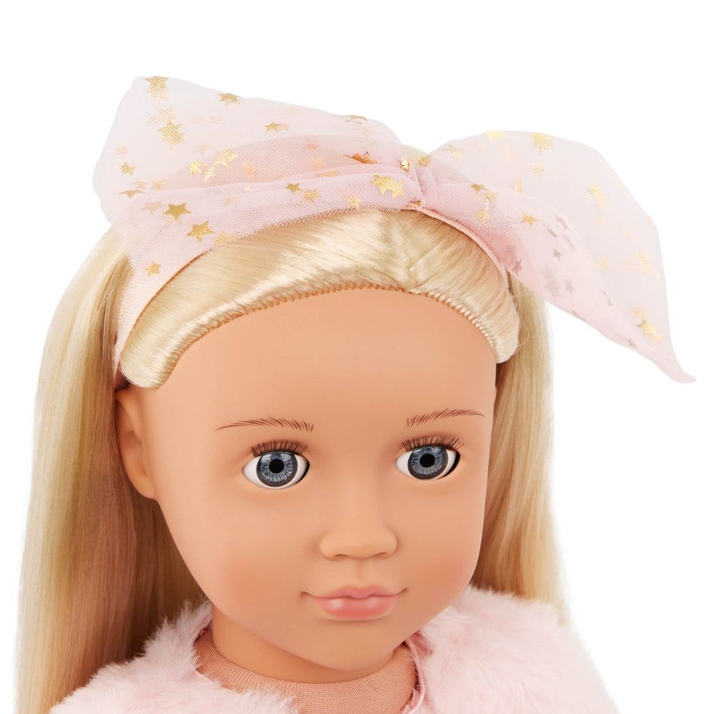 OurGeneration Lalka Miranda blondynka w jasnoróżowej stylizacji 46cm