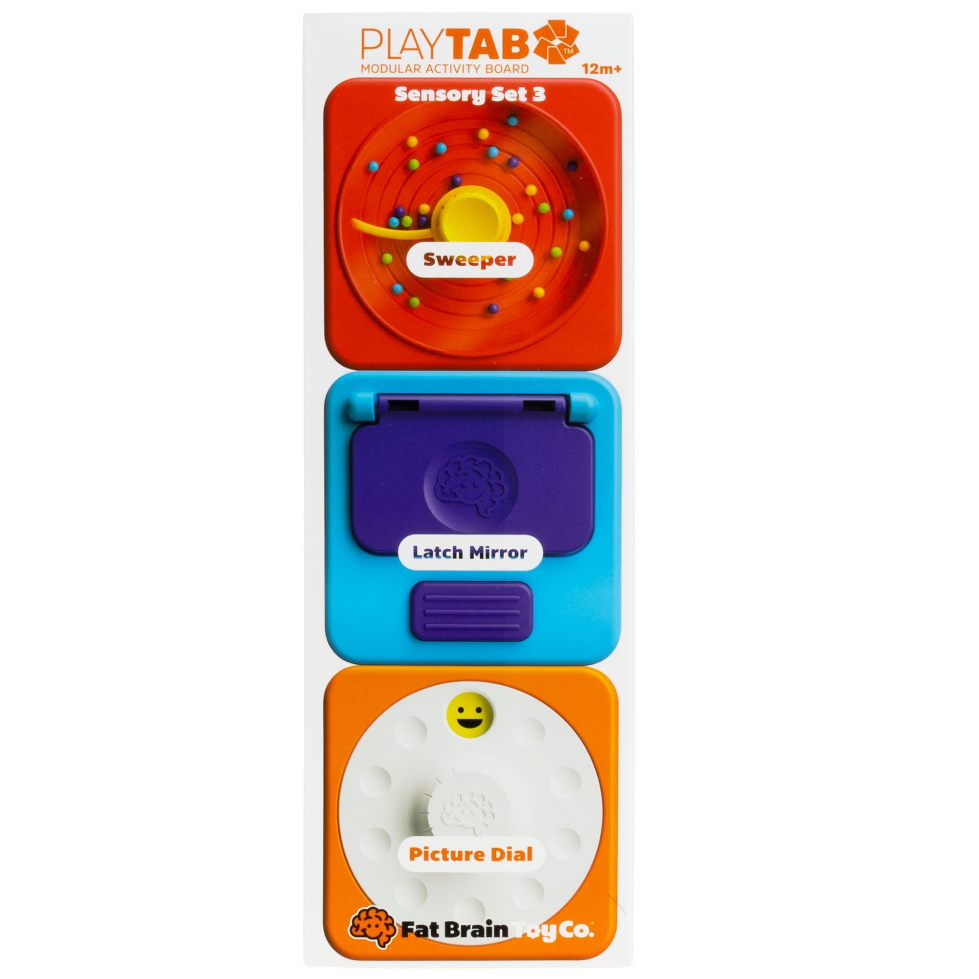 Fat Brain Toys PlayTab Sensoryczne Kwadraty zestaw 3 ze Zgarniaczem Kuleczek