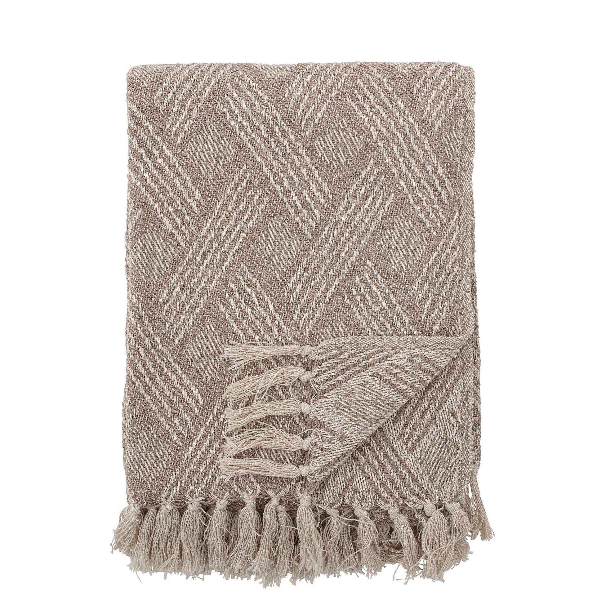 Bloomingville Koc bawełniany Ghina Throw Nature Recycled Cotton