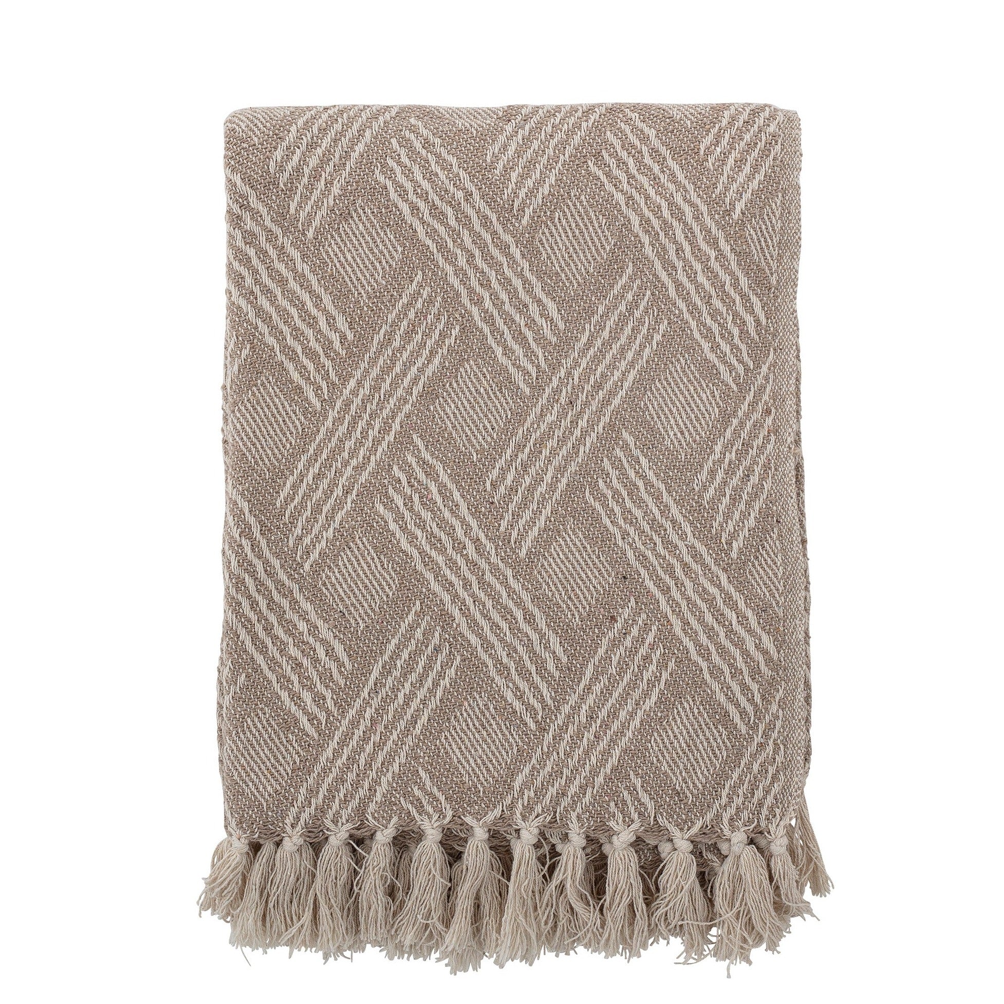 Bloomingville Koc bawełniany Ghina Throw Nature Recycled Cotton