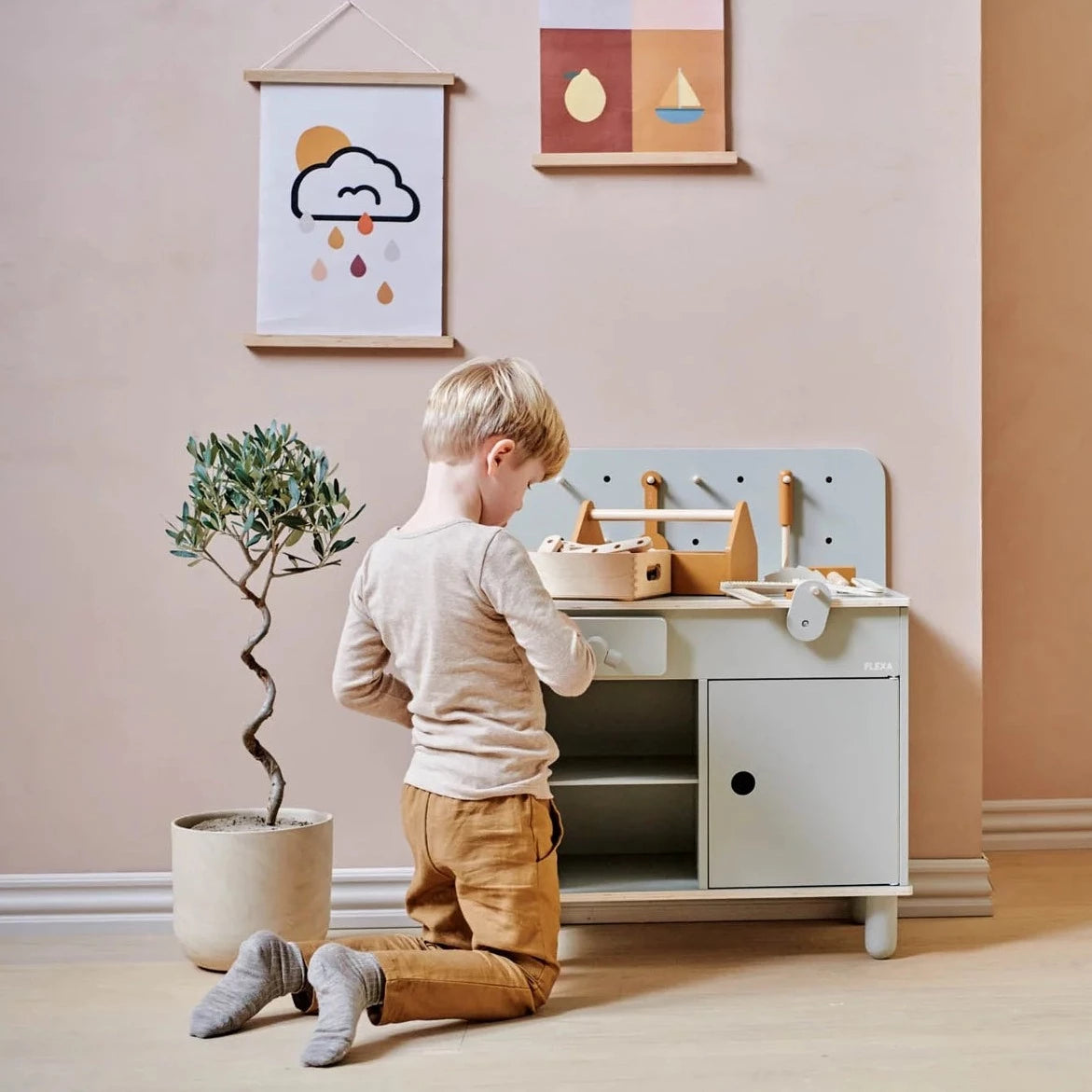 Flexa Stół warsztatowy dla dzieci Natural Green