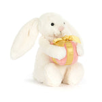 Jellycat maskotka wesoły króliczek z prezentem 18 cm