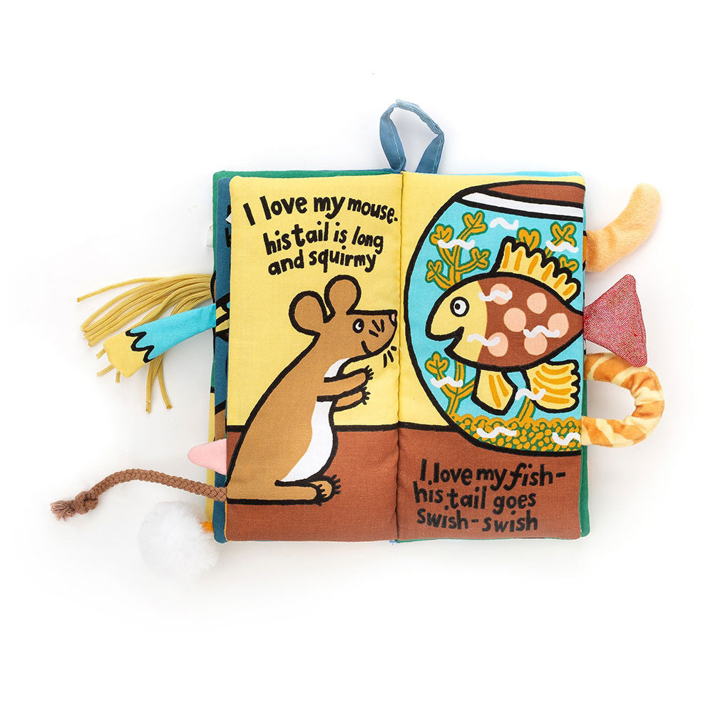Jellycat Książeczka sensoryczna z ogonkami Zwierzęta domowe