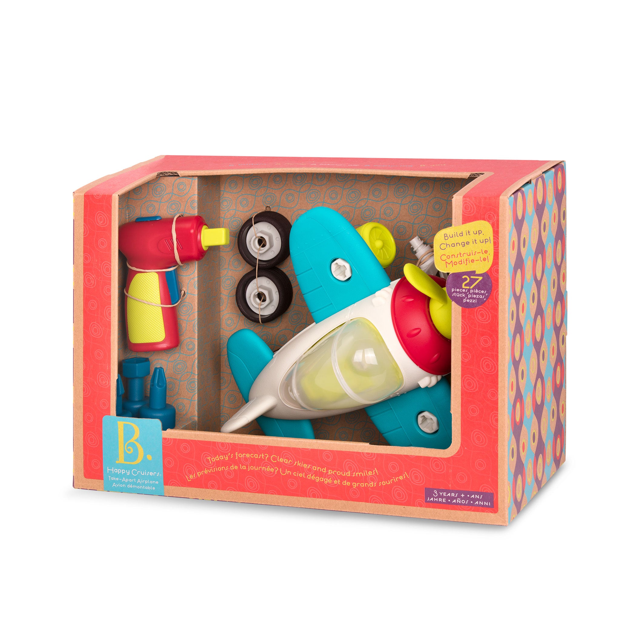 B.Toys Samolot zabawkowy do ręcznego demontażu i skręcania z wiertarką