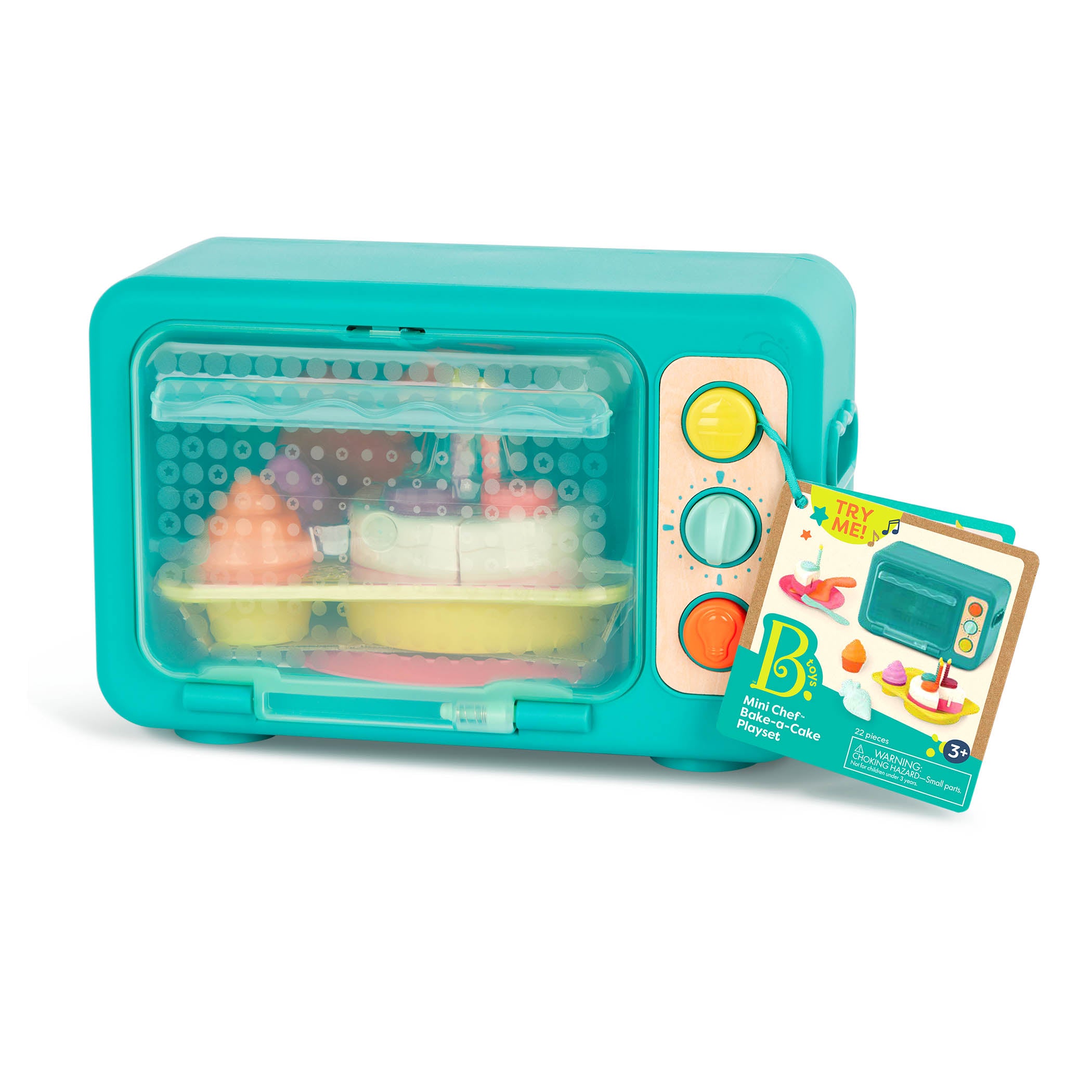 B.Toys Akcesoria do kuchni dla dzieci Mini Chef Bake a Cake Playset Piekarnik z tortem i odgłosami