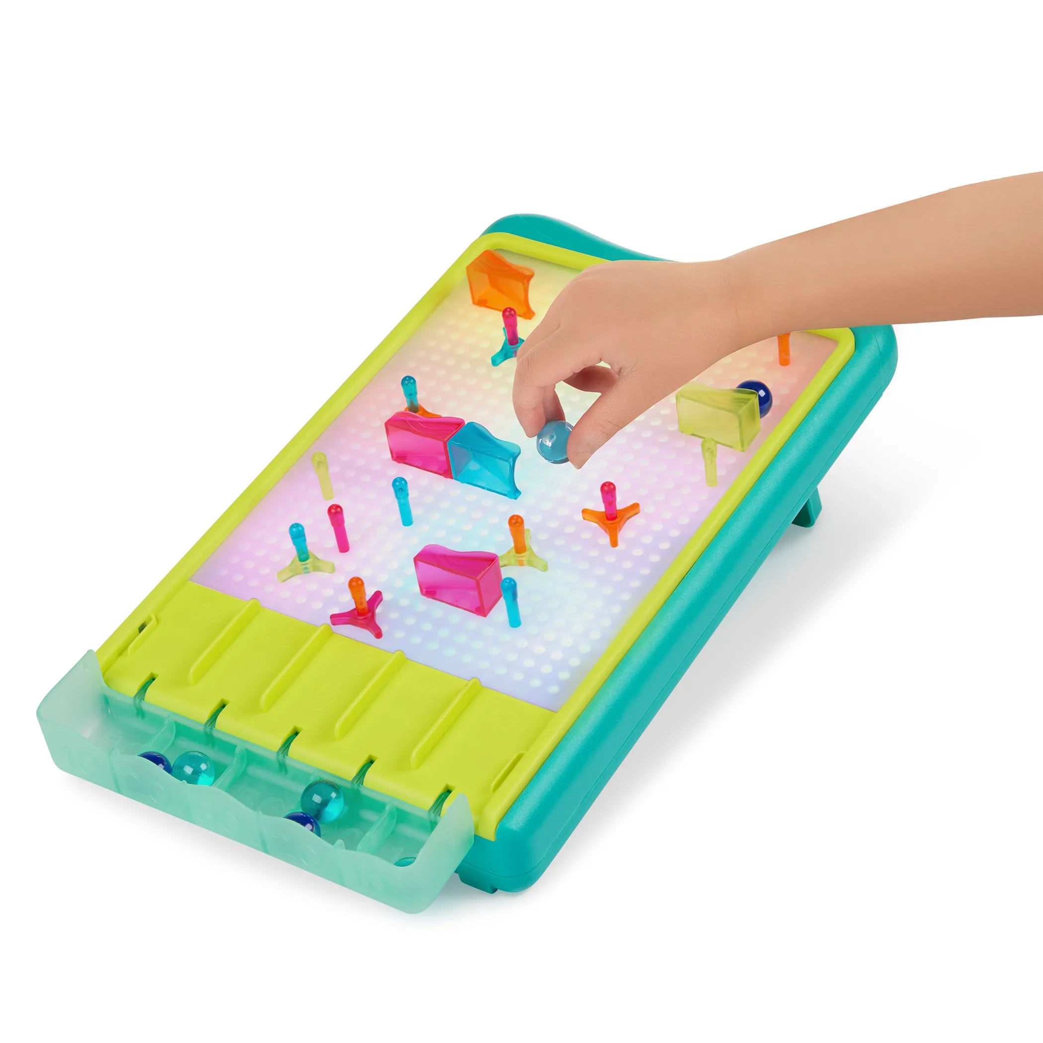 B.Toys Tablica kreatywna i podświetlany tor kulkowy 2w1 Light-Up Marble Drop