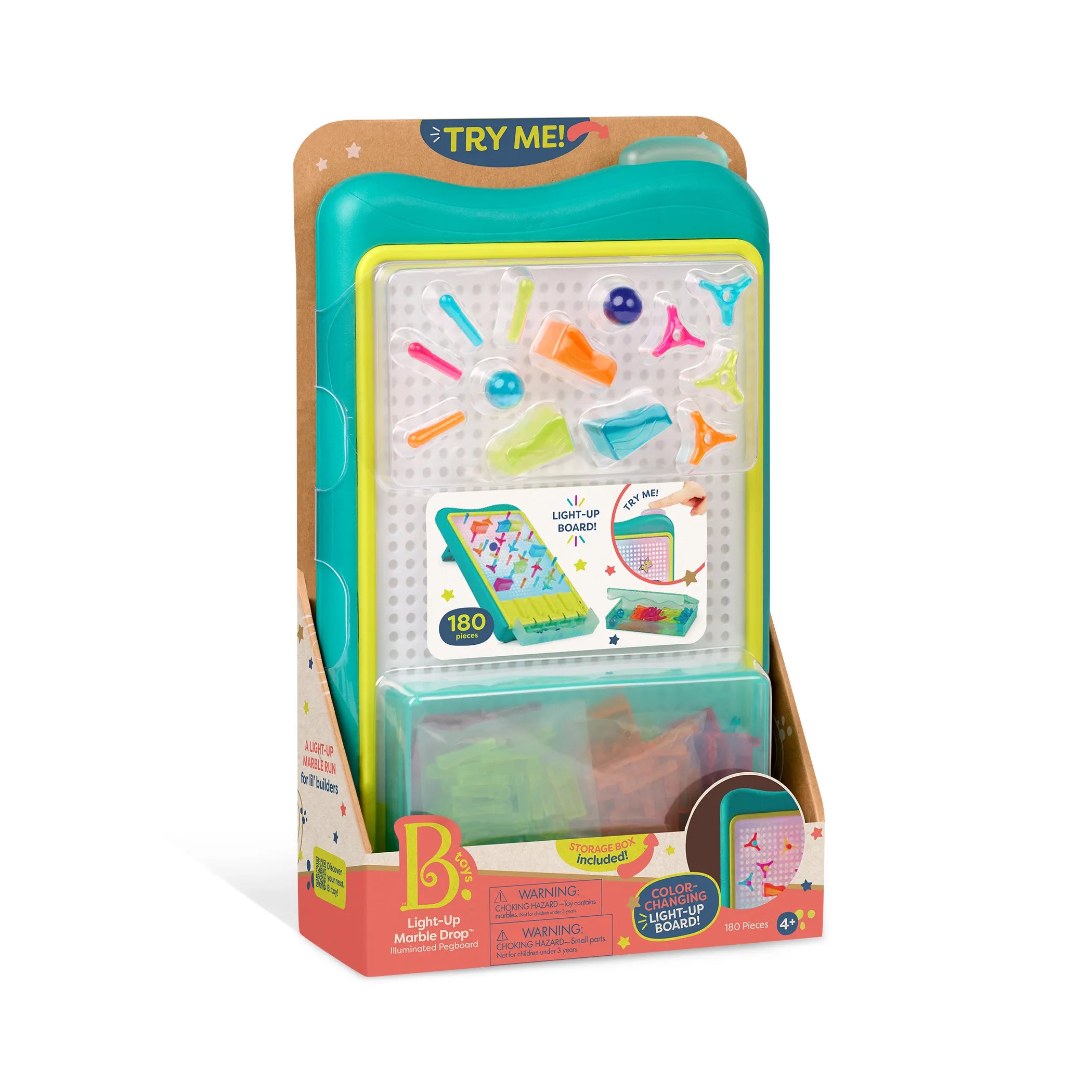 B.Toys Tablica kreatywna i podświetlany tor kulkowy 2w1 Light-Up Marble Drop