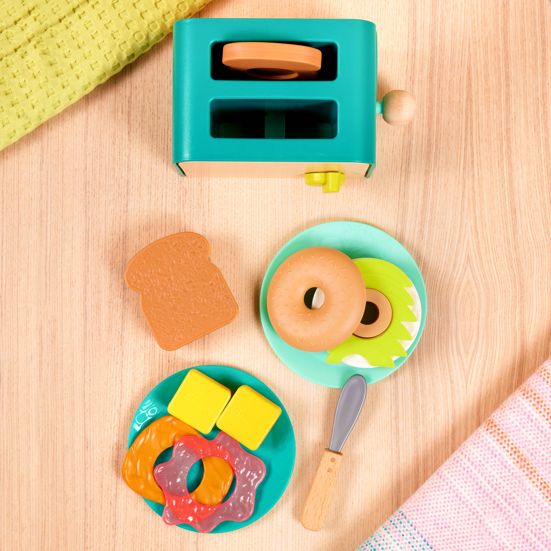 B.Toys Akcesoria do kuchni dla dzieci Mini Chef Breakfast Playset Toster i akcesoria śniadaniowe