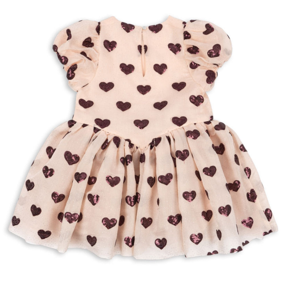 Konges Slojd Sukienka dla dziewczynki tiulowa z cekinami Heartlily Amour Plum