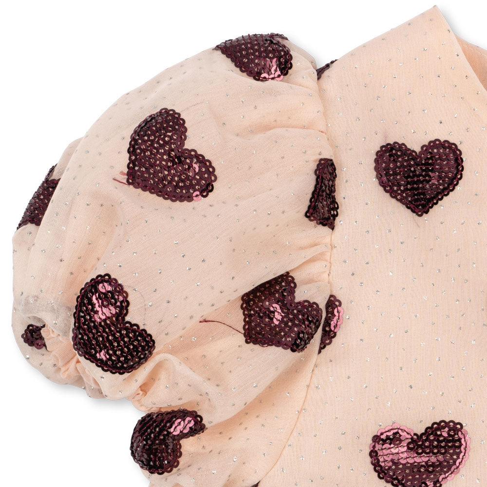 Konges Slojd Sukienka dla dziewczynki tiulowa z cekinami Heartlily Amour Plum