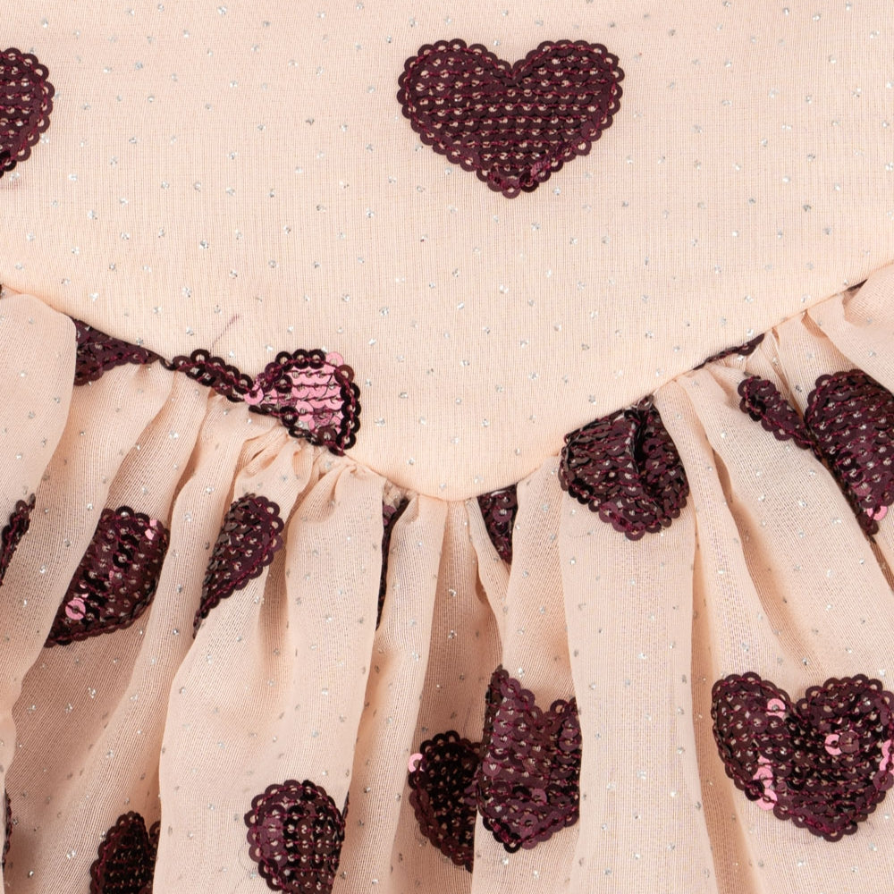 Konges Slojd Sukienka dla dziewczynki tiulowa z cekinami Heartlily Amour Plum
