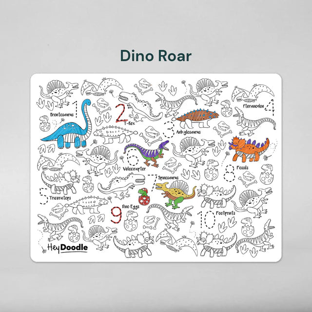 HeyDoodle Duża mata silikonowa do kolorowania Dinozaury A3
